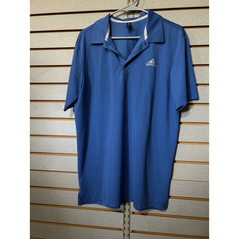 Adidas Golf Mens Blue Micro Stripe Short Sleeve Performance Polo Shirt Size M